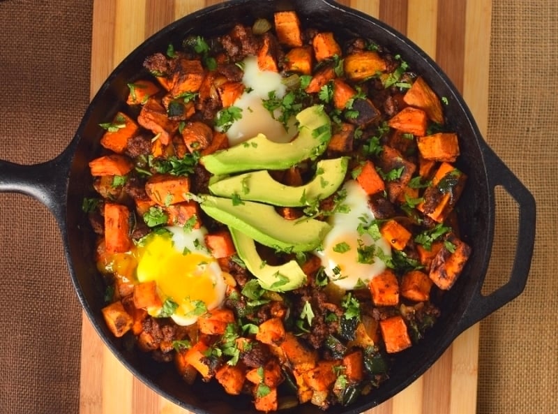 Chorizo and Sweet Potato Hash with Eggs - Fox Valley Foodie