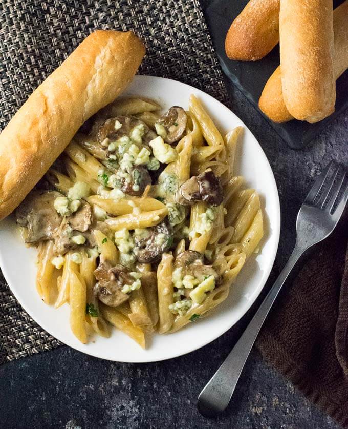 Blue Cheese and Mushroom Pasta - Fox Valley Foodie