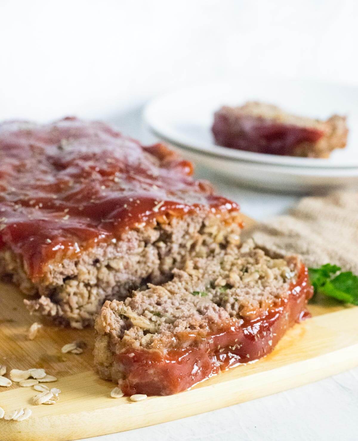 Serving oatmeal meatloaf.