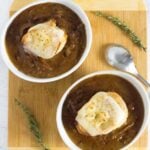 Creamy French onion soup recipe.