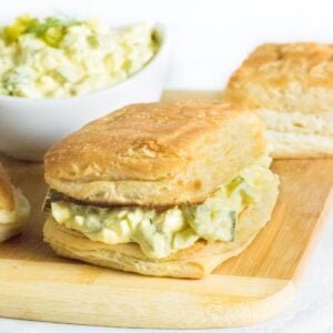 Egg salad recipe with pickles.